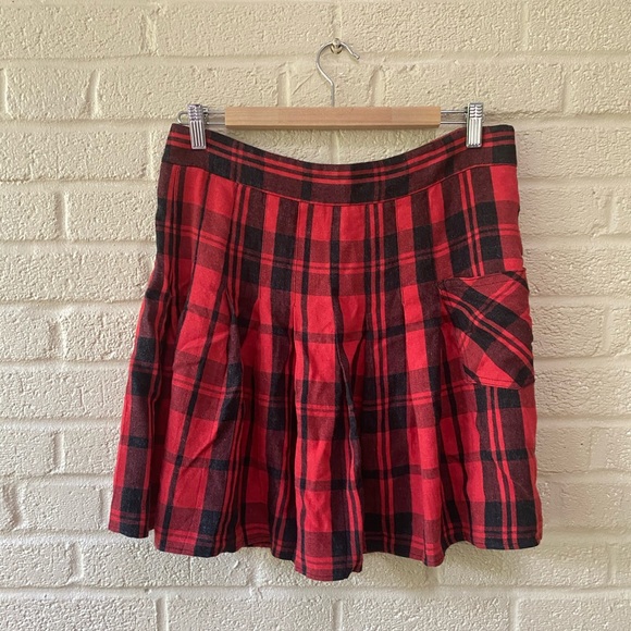 Free People Red Plaid Skirt - Picture 2 of 3